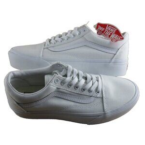 Vans Women's Old Skool Platform True White Platform Canvas Shoes Size 9.5 NIB